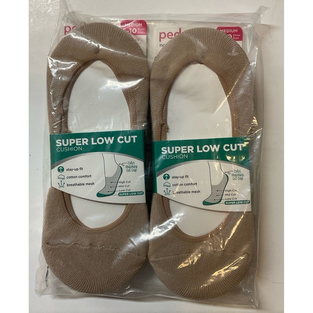 NIP Lot‎ of 6 Pairs Peds Super Low Cut No Show Liner Socks Nude Medium 5-10
